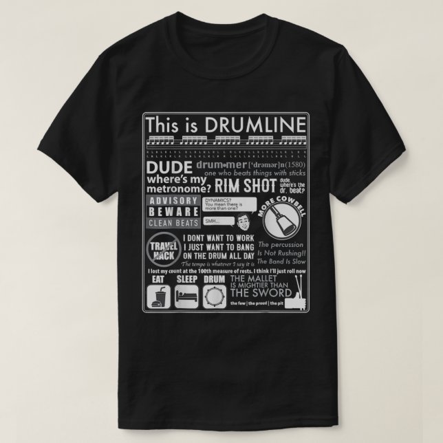 Det här är Drumline Quote Musicia T Shirt (Design framsida)