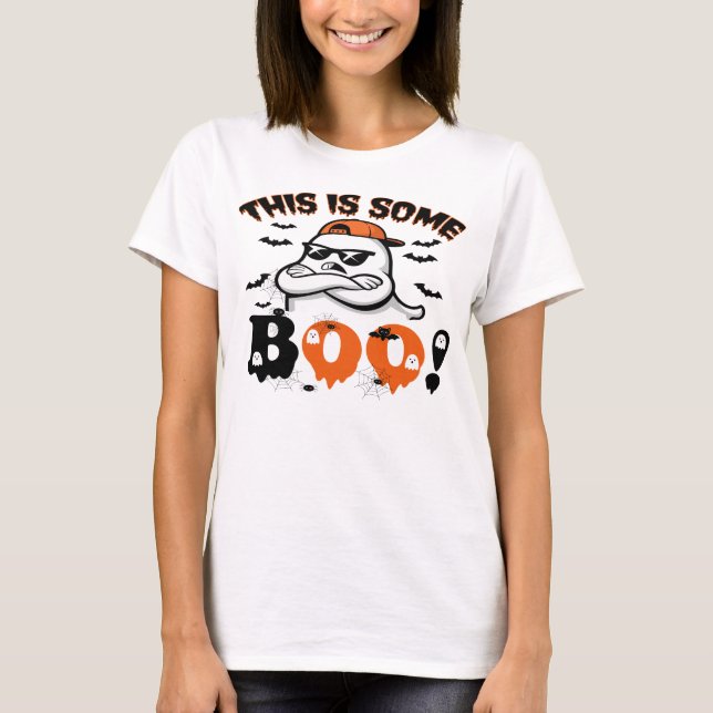 Det här är en Boo Halloween-ynny Ghost T Shirt (Framsida)