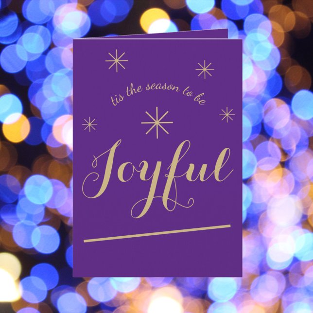 "Det här är en Glatt säsong" Lila jul Kort (Give the gift of Joy to someone you care about with this uplifting card.)