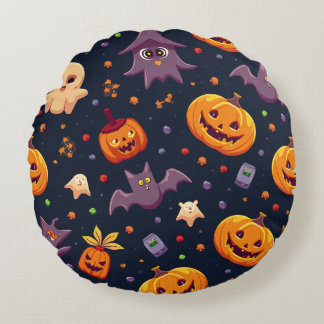 Det här är en Halloween-kudde. Rund Kudde