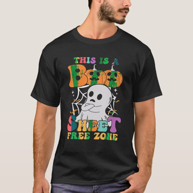 Det här är en Zon Cute Pumpkin Ghost H. T Shirt (Framsida)