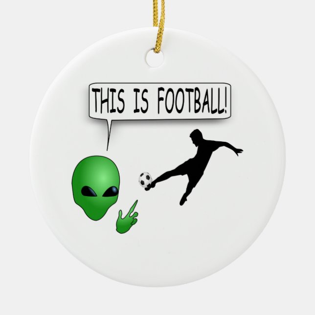 Det här är fotbollen julgransprydnad keramik (Framsidan)