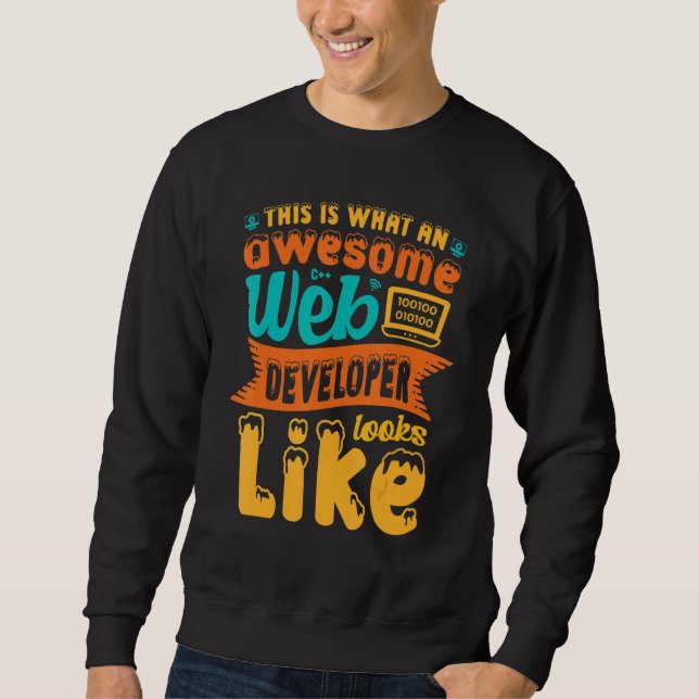 Det här är hur en fantastisk webbutvecklare ser ut lång ärmad tröja (Framsida)