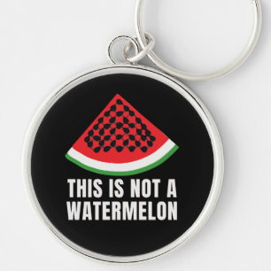 Det här är inte en Watermelon - palestinsk keffiye Rund Silverfärgad Nyckelring