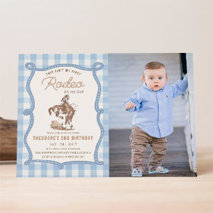 Det här är inte min första Rodeo Gingham Foto Inbjudningar