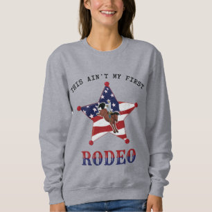 Det här är inte min första RODEO/svarta Brev T Shirt
