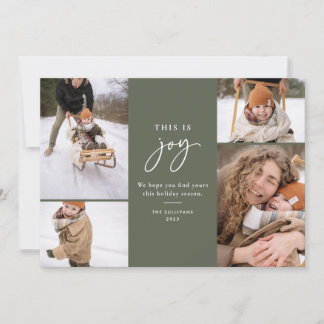 Det här är Joy Grönt-minimalistiskt multifoto Julkort