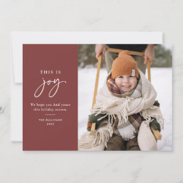 Det här är Joy Red Minimalist Photo Julkort