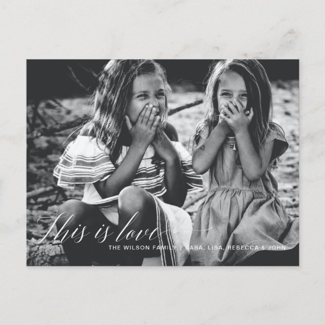 Det här är kärlek Simple Script Photo Valentines d Vykort (Framsida)