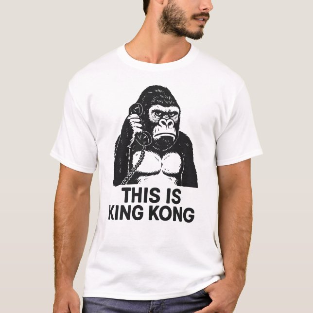 Det här är Kung Kong Funny Gorilla Mobil Call T Shirt (Framsida)