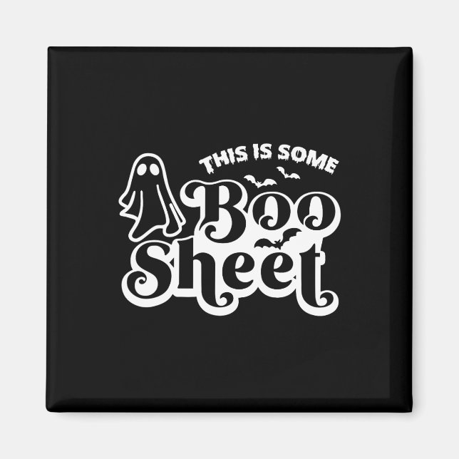 Det här är lakan Halloween Ghost Funny. Magnet (Framsidan)