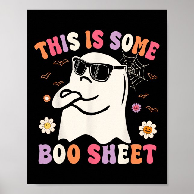 Det här är lite Boo Lakan Retro Groovy Ghost Hallo Poster (Framsidan)
