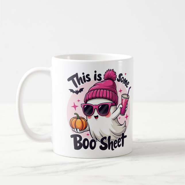 Det här är lite Boo Lakan Womens Cute Ghost Hallow Kaffemugg (Vänster)