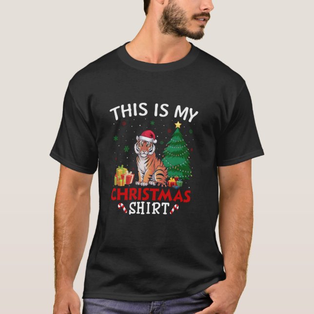 Det här är min Bengal Tiger Santa Hat jul Pajama T Shirt (Framsida)
