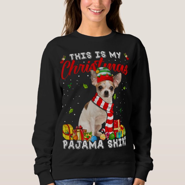 Det här är min Chihuahua Hund jul Pajama Julafton  T Shirt (Framsida)