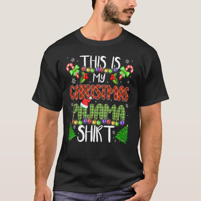 Det här är min Chrismas Pajama Julgran Santa Li T Shirt (Framsida)