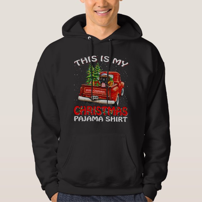 Det här är min christmas pajama boxer lastbil träd hoodie (Framsida)