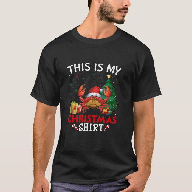Det här är min Crab Santa Hat jul Pajama T Shirt (Framsida)