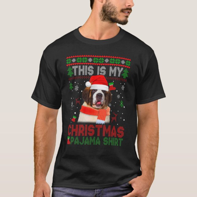 Det här är min fina jul Pajama Bernard-Hund T Shirt (Framsida)