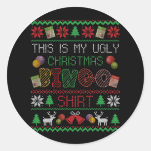 Det här är min fula jul Bingo Shirt Gambling Xma Runt Klistermärke