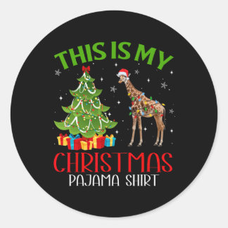 Det här är min Giraffe Christm Julafton Santa Ljus Runt Klistermärke