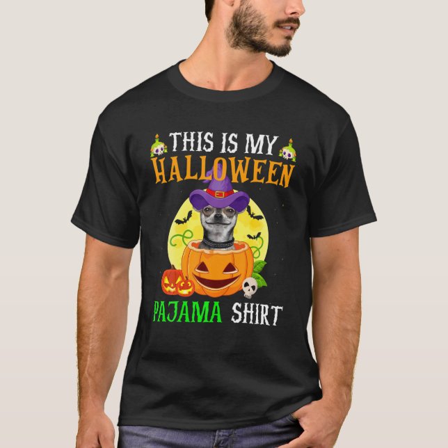 Det här är min Halloween Pajama Chihuahua Hund Cos T Shirt (Framsida)