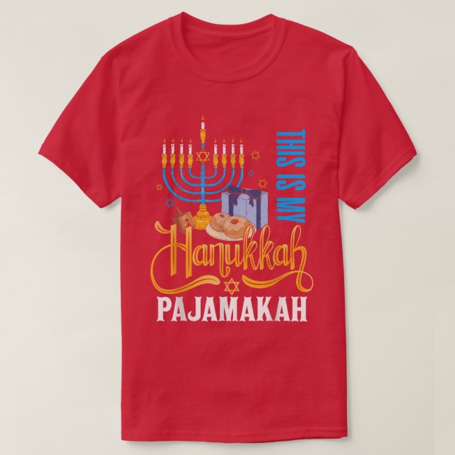 Det här är min Hanukkah Pajamakah Menorah judish T Shirt (Design framsida)