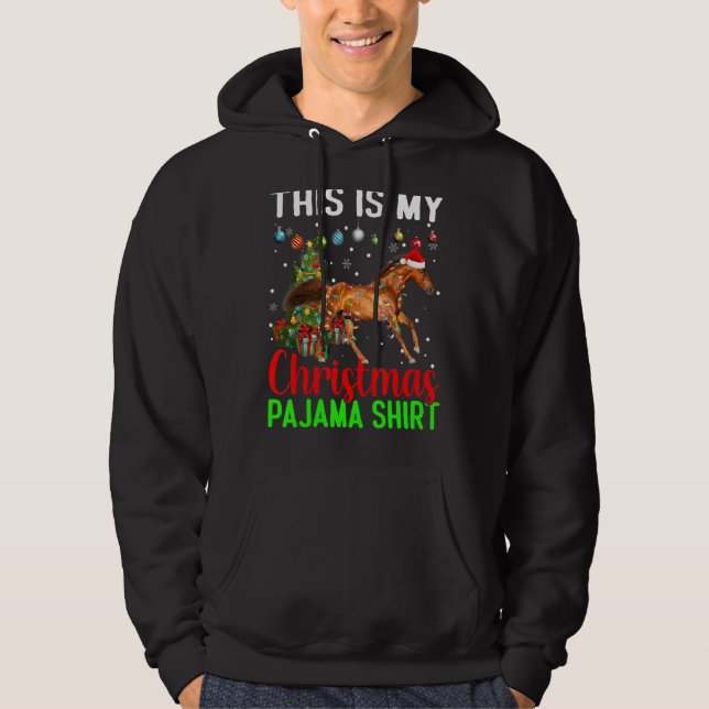 Det här är min hora jul Pajama Ljus Helgdag Hoodie (Framsida)