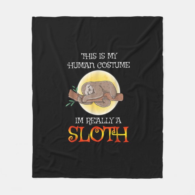 Det här är min humana dräkt Sloth Halloween Fleecefilt (Framsidan)