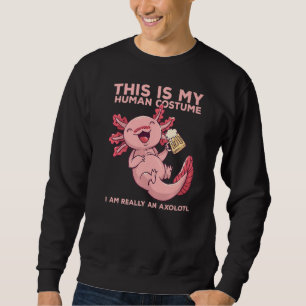 Det här är min humana offert och Axolotl Hallowee Lång Ärmad Tröja