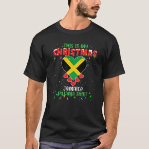 Det här är min jul Ljus Kärlek Jamaica Flagga Paja T Shirt