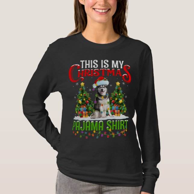 Det här är min jul Pajama Alaska Malamute Chris T Shirt (Framsida)