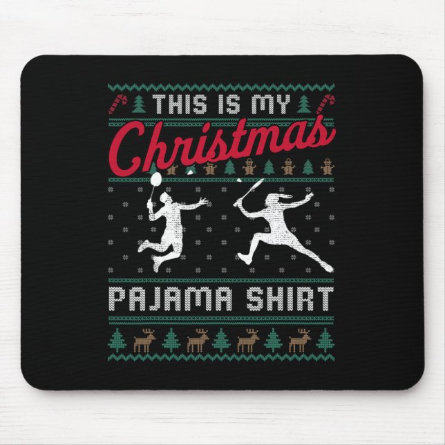 Det här är min jul Pajama Badminton Ugly Sweater Musmatta (Framsidan)