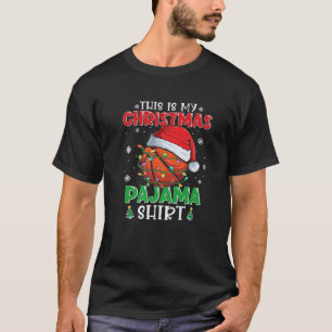 Det här är min jul Pajama Basketball Santa Hat L T Shirt