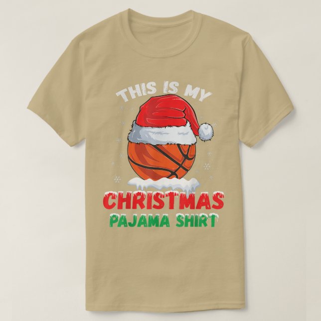 Det här är min jul Pajama Basketball Santa Hat  T Shirt (Design framsida)