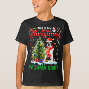 Det här är min jul Pajama Boston Terrier Santa Jul T Shirt