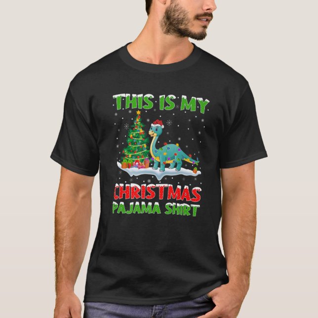 Det här är min jul Pajama Brontosaurus jul T Shirt (Framsida)