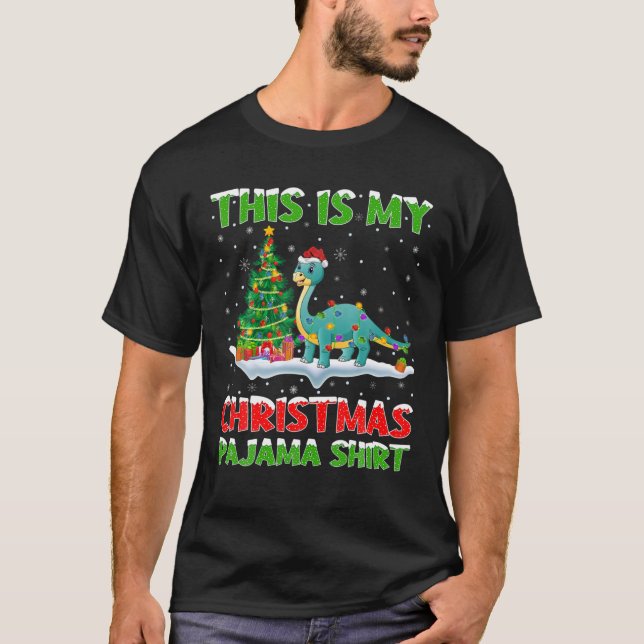 Det här är min jul Pajama Brontosaurus jul T Shirt (Framsida)