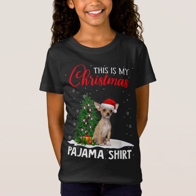 Det här är min jul Pajama Chihuahua Julafton Hund  T Shirt (Framsida)