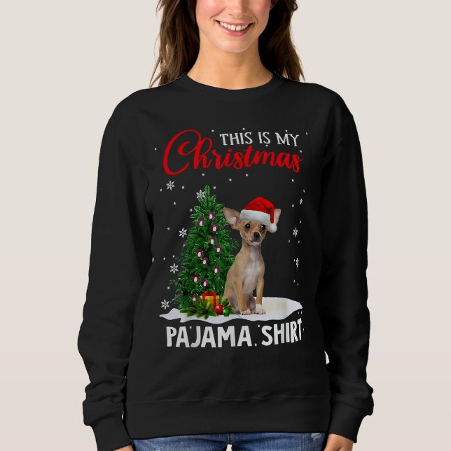 Det här är min jul Pajama Chihuahua Julafton Hund T Shirt (Framsida)