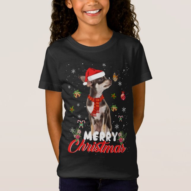 Det här är min jul Pajama Chihuahua Merry T Shirt (Framsida)