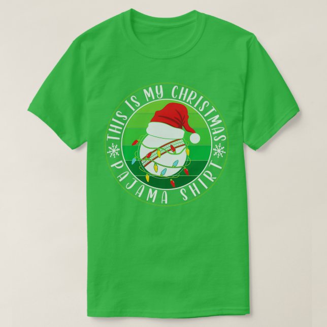 Det här är min jul Pajama Cricket Boll Santa Hat T Shirt (Design framsida)