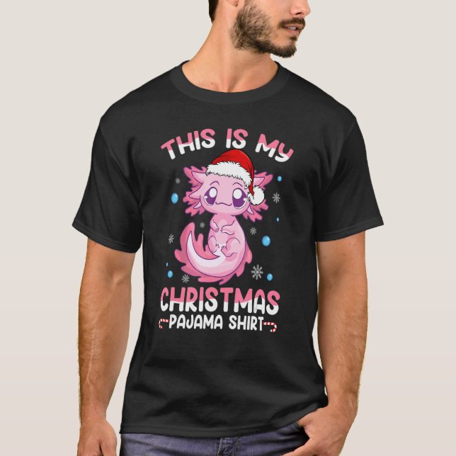 Det här är min jul Pajama Cute Axolotl Boy Gir T Shirt (Framsida)