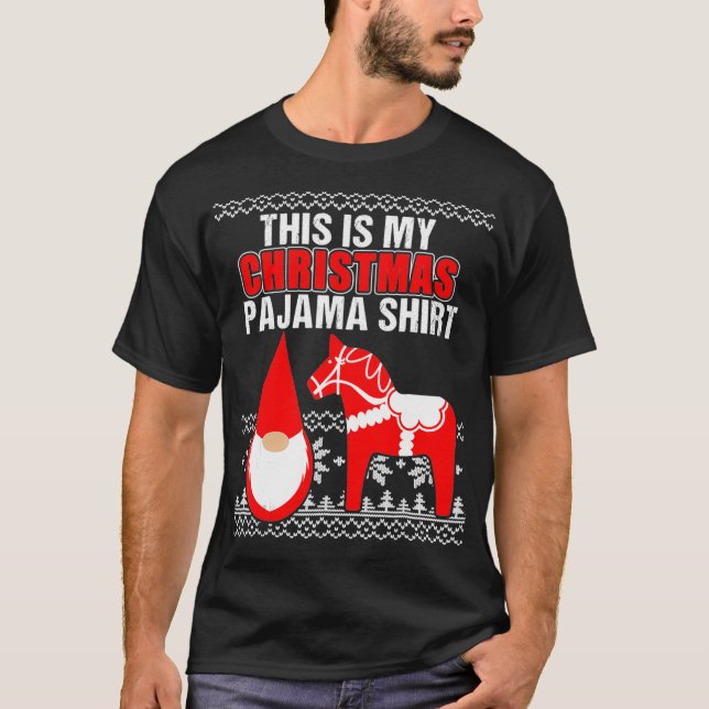 Det här är min jul Pajama Dala Horse Gnome Tomt T Shirt (Framsida)