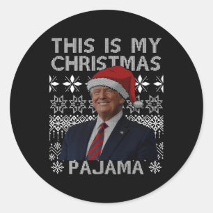 Det här är min Jul Pajama Funny Julafton matchande Runt Klistermärke