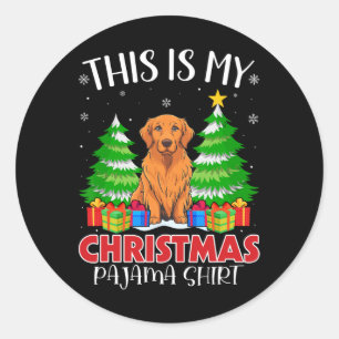 Det här är min jul Pajama Golden Retriever Hund X Runt Klistermärke