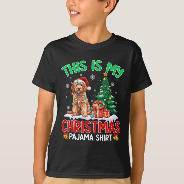 Det här är min jul Pajama Goldendoodle Hund älskar T Shirt (Framsida)