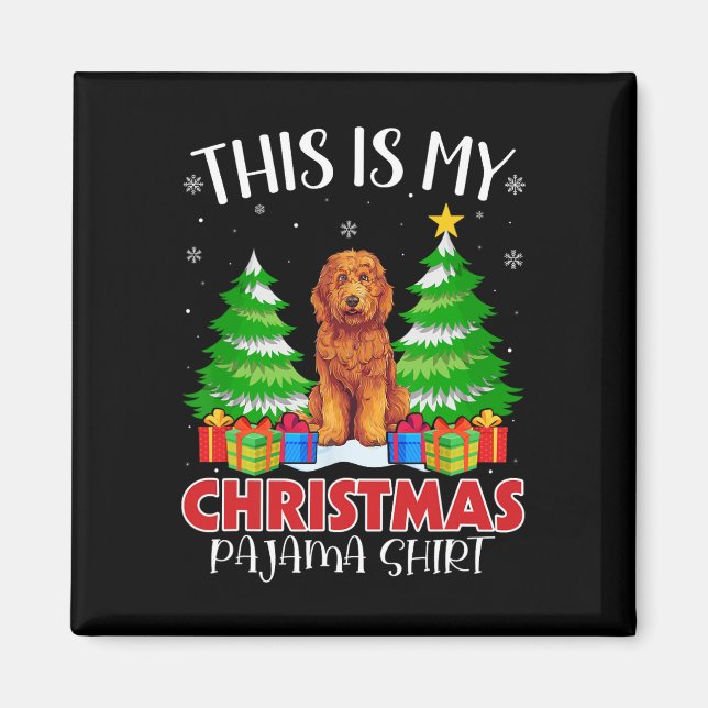 Det här är min jul Pajama Goldendoodle Hund Julaft Magnet (Framsidan)