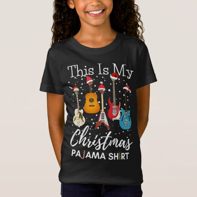 Det här är min jul Pajama Guitar Guitarist Music T Shirt (Framsida)