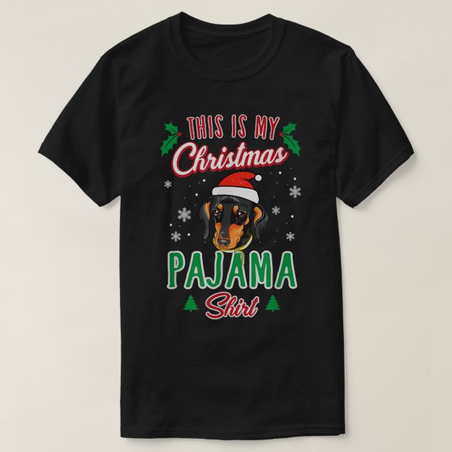 Det här är min jul Pajama Julafton Dachshund T Shirt (Design framsida)